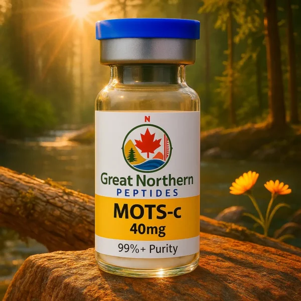 Buy MOTS-C peptide in Canada – Great Northern Peptides 40mg vial for energy, metabolism, and cellular support.