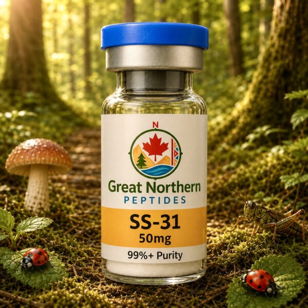Buy SS-31 peptide in Canada – Great Northern Peptides 50 mg vial for cellular repair and recovery.